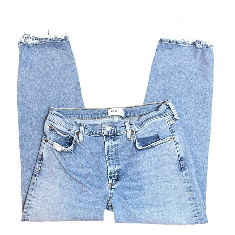 AGOLDE Kye Mid Rise Straight Leg Distressed Hem Medium
Blue Denim Jean Size 29 - Picture 5 of 11